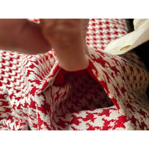 Tyler Böe Red & White Houndstooth Retro Preppy Chic Sweater Dress w/Pockets Sz S - Picture 9 of 9